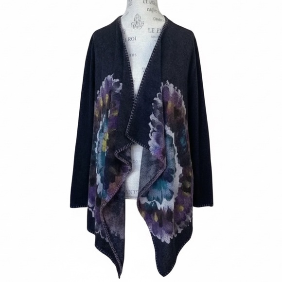Mushka By Sienna Rose Sweaters - Mushka By Sienna Rose Floral Print Waterfall Open Cardigan Size Medium EUC!